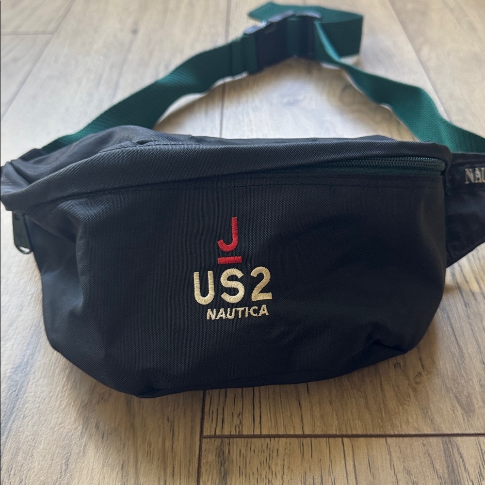 Vintage Nautica J-US2 Black and Green Fanny Pack Belt Bag